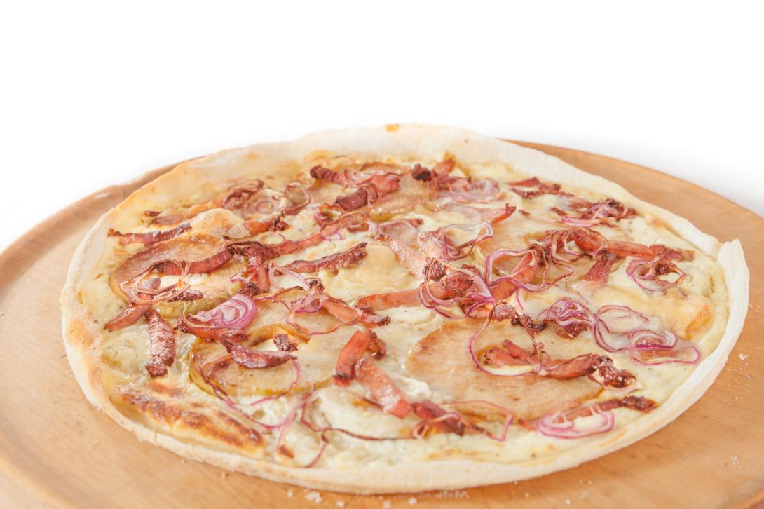 Flammenkuchen mit Ziegenkäse, Apfel und Speck ©CC3.0 Sachsenschmaus.de